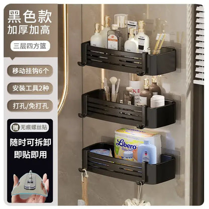 Modern matte black stainless steel corner shelf organizer bathroom storage