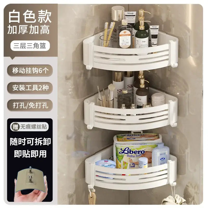 Modern matte black stainless steel corner shelf organizer bathroom storage