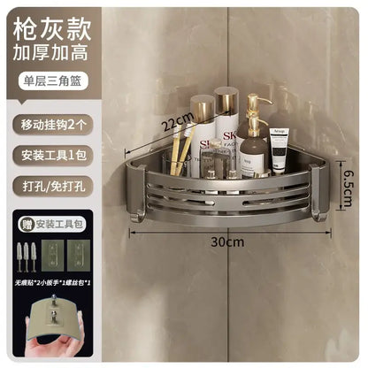 Modern matte black stainless steel corner shelf organizer bathroom storage