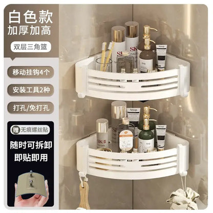 Modern matte black stainless steel corner shelf organizer bathroom storage