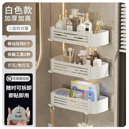 Modern matte black stainless steel corner shelf organizer bathroom storage
