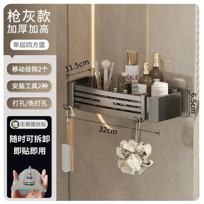 Modern matte black stainless steel corner shelf organizer bathroom storage