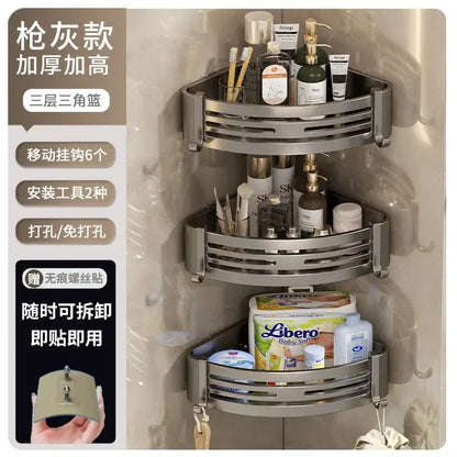 Modern matte black stainless steel corner shelf organizer bathroom storage