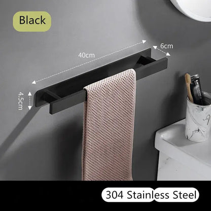 Modern matte black steel towel rack bathroom hanger