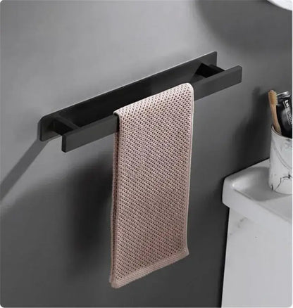 Modern matte black steel towel rack bathroom hanger