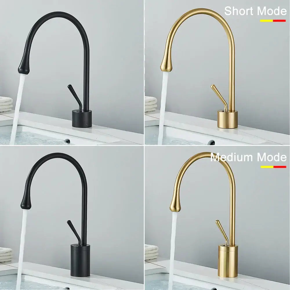 Modern matte black swivel waterfall basin faucet bathroom mixer
