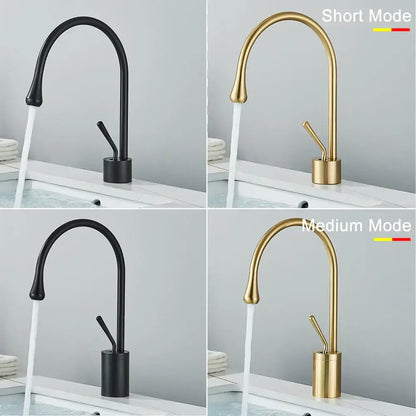 Modern matte black swivel waterfall basin faucet bathroom mixer