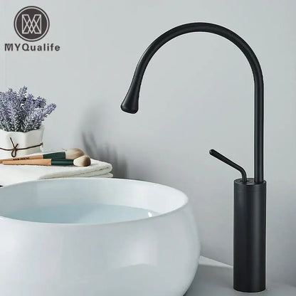 Modern matte black swivel waterfall basin faucet bathroom mixer