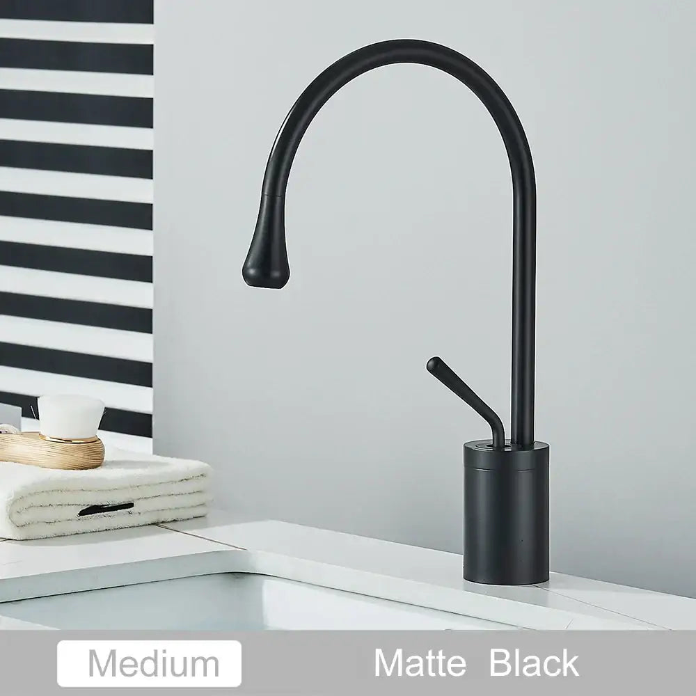Modern matte black swivel waterfall basin faucet bathroom mixer