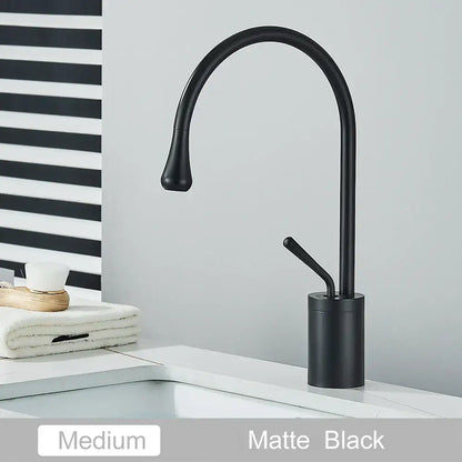 Modern matte black swivel waterfall basin faucet bathroom mixer