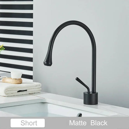Modern matte black swivel waterfall basin faucet bathroom mixer