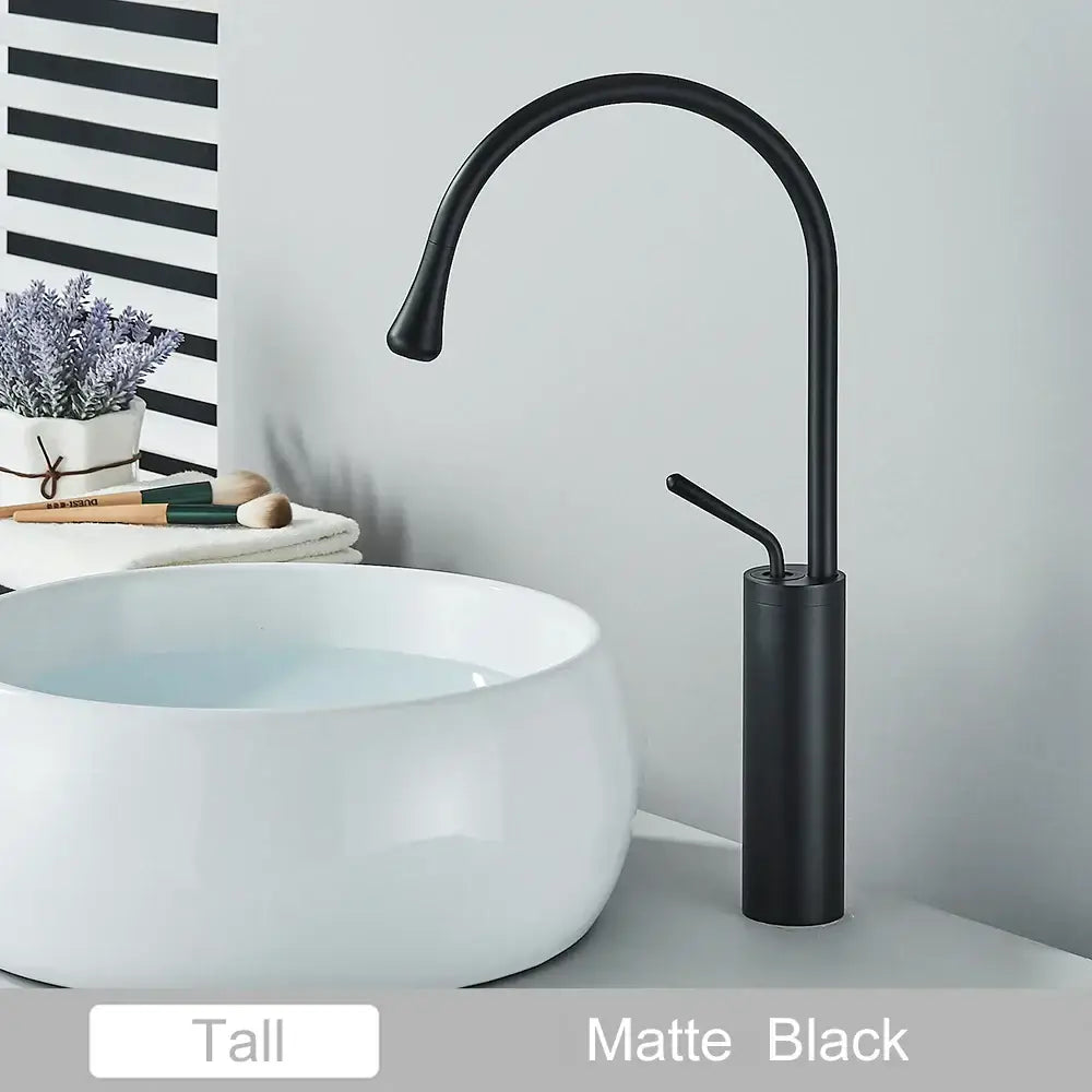 Modern matte black swivel waterfall basin faucet bathroom mixer
