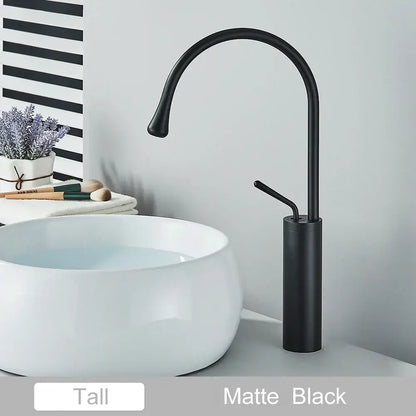 Modern matte black swivel waterfall basin faucet bathroom mixer