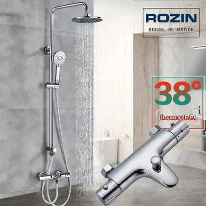 Modern matte black thermostatic shower faucet set bathroom rainfall