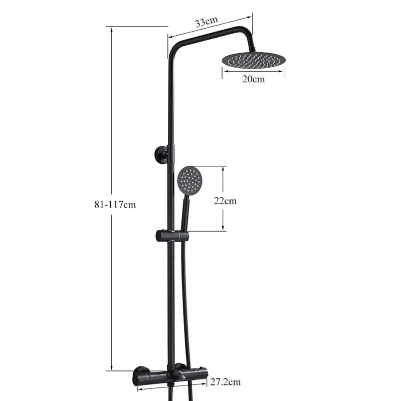 Modern matte black thermostatic shower faucet set bathroom rainfall head