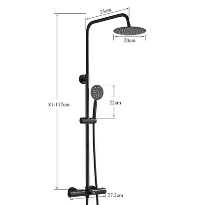 Modern matte black thermostatic shower faucet set bathroom rainfall head