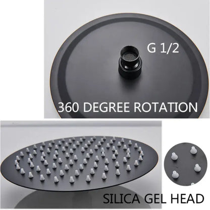 Modern matte black thermostatic shower faucet set bathroom rainfall head