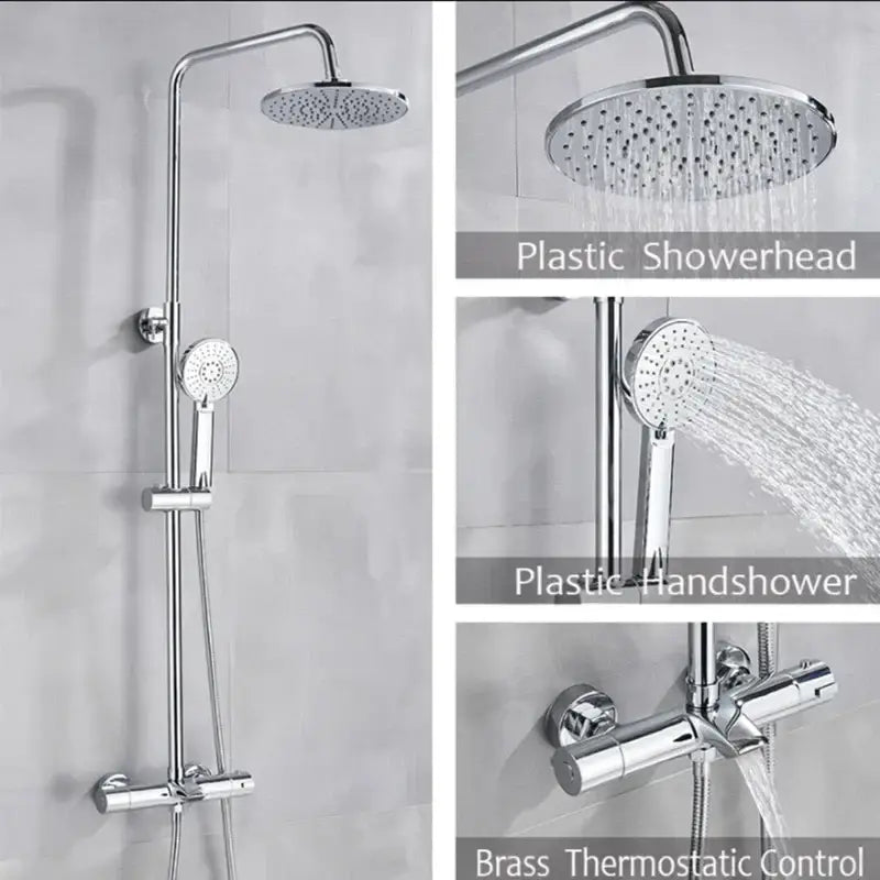 Modern matte black thermostatic shower faucet set bathroom rainfall head