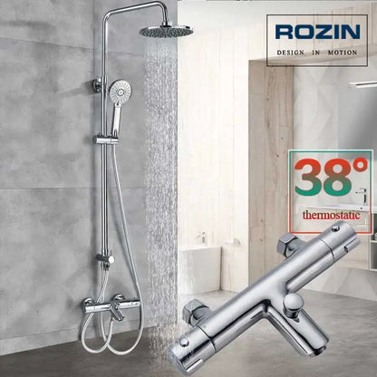 Modern matte black thermostatic shower faucet set bathroom rainfall