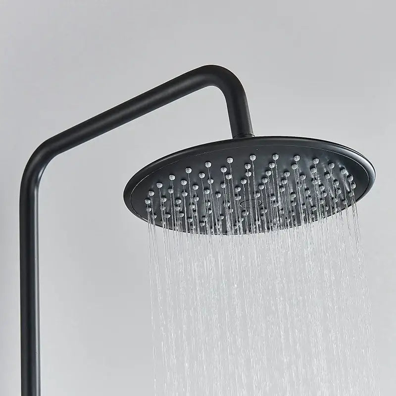 Modern matte black thermostatic shower faucet set bathroom rainfall