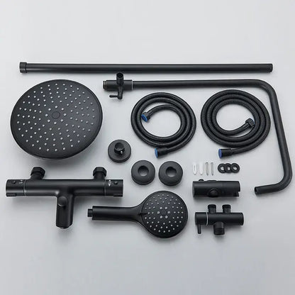 Modern matte black thermostatic shower faucet set bathroom rainfall