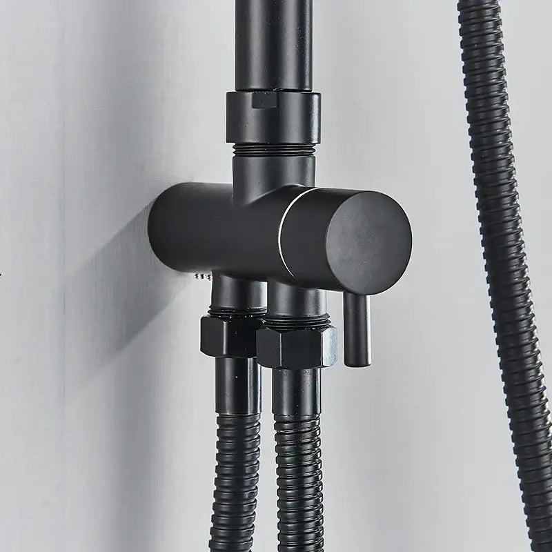 Modern matte black thermostatic shower faucet set bathroom rainfall