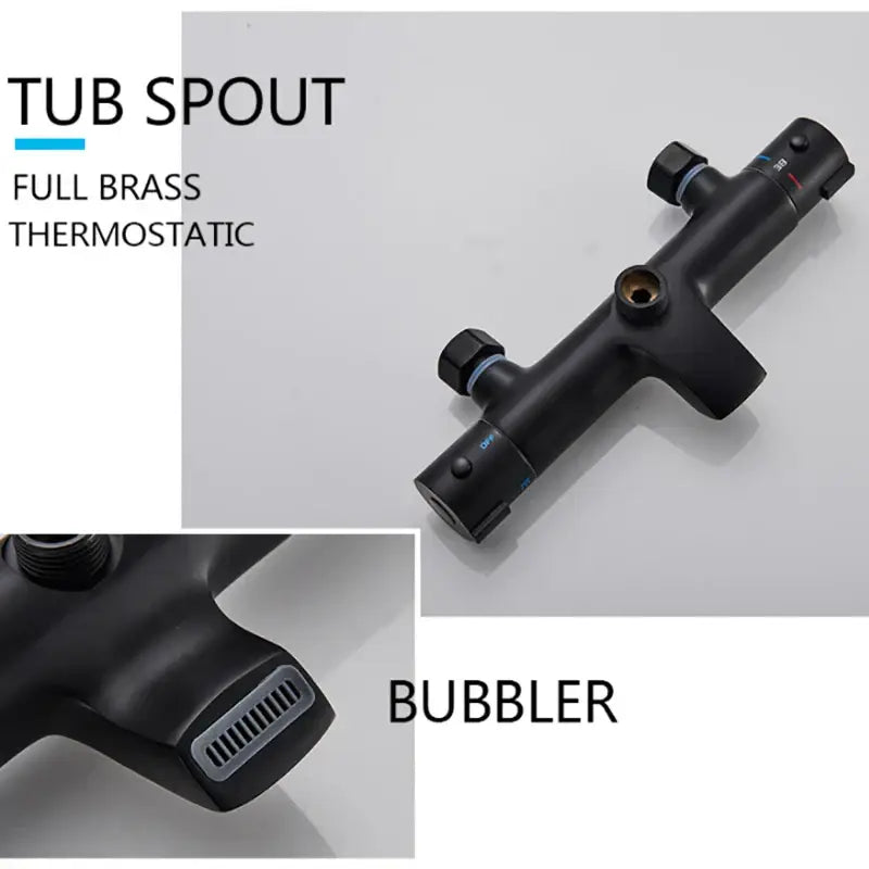 Modern matte black thermostatic shower faucet set bathroom rainfall head
