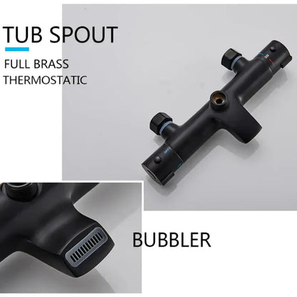 Modern matte black thermostatic shower faucet set bathroom rainfall head