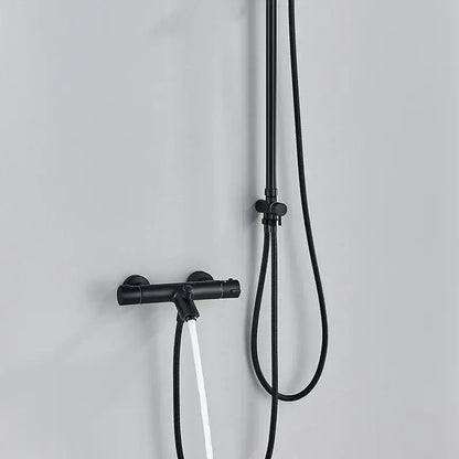 Modern matte black thermostatic shower faucet set bathroom rainfall