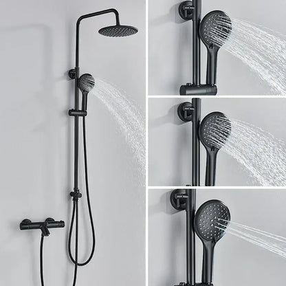 Modern matte black thermostatic shower faucet set bathroom rainfall