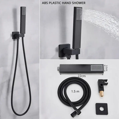 Modern matte black thermostatic shower faucet set bathroom rainhead
