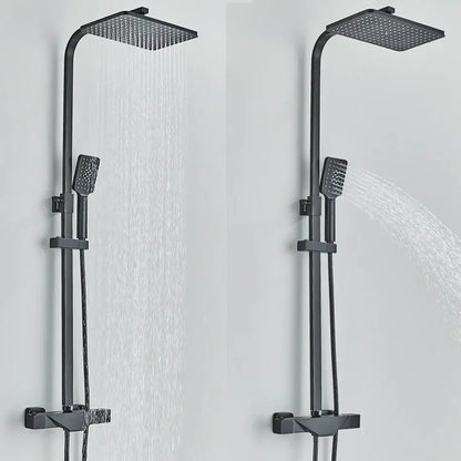 Modern matte black thermostatic shower faucet system for bathroom
