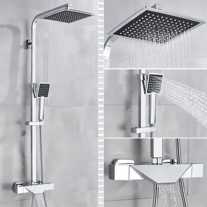 Modern matte black thermostatic shower faucet system for bathroom