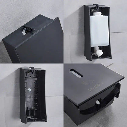 Modern matte black wall-mounted soap dispenser kitchen push label