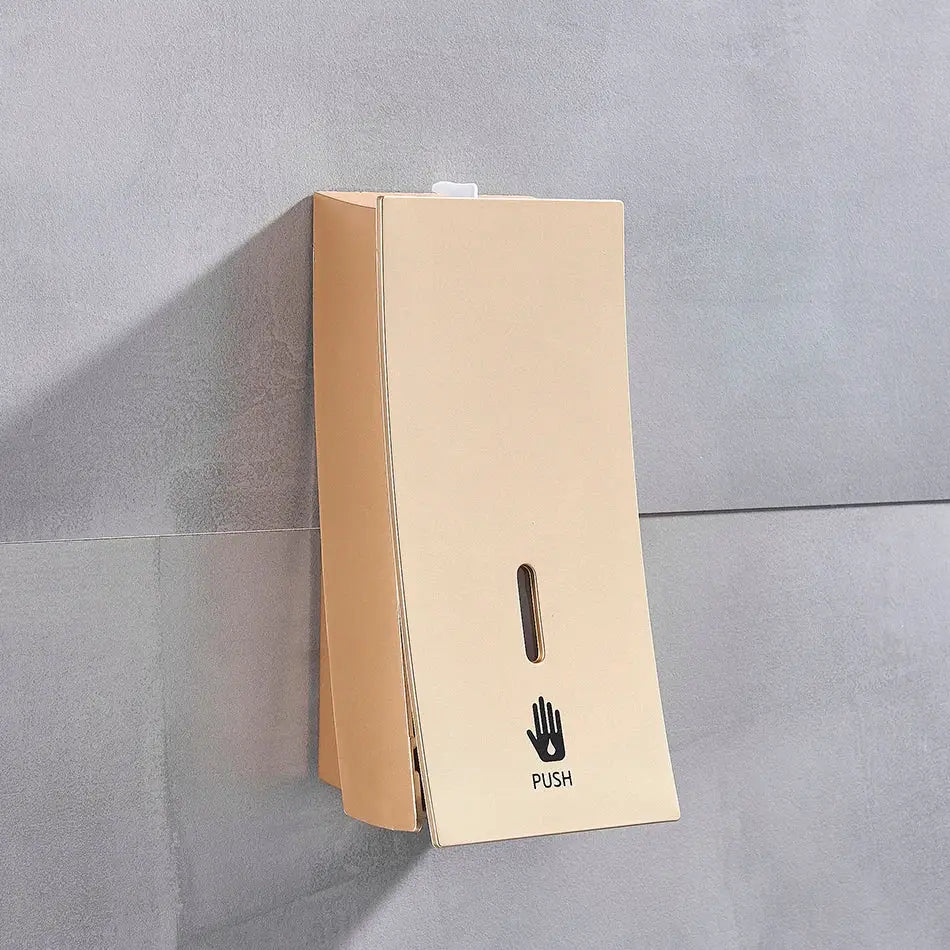 Modern matte black wall-mounted soap dispenser kitchen push label