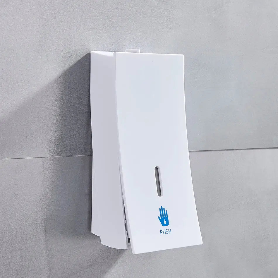 Modern matte black wall-mounted soap dispenser kitchen push label
