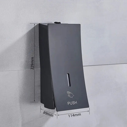 Modern matte black wall-mounted soap dispenser kitchen push label