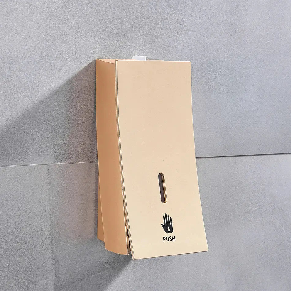 Modern matte black wall-mounted soap dispenser kitchen push label