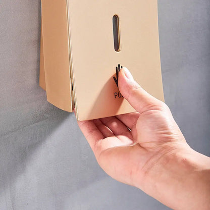 Modern matte black wall-mounted soap dispenser kitchen push label