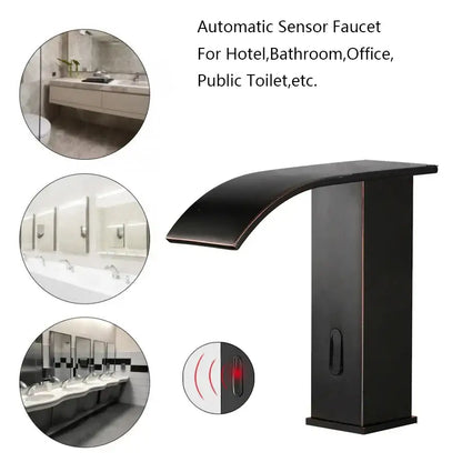 Modern matte black waterfall automatic sensor water mixer bathroom faucet