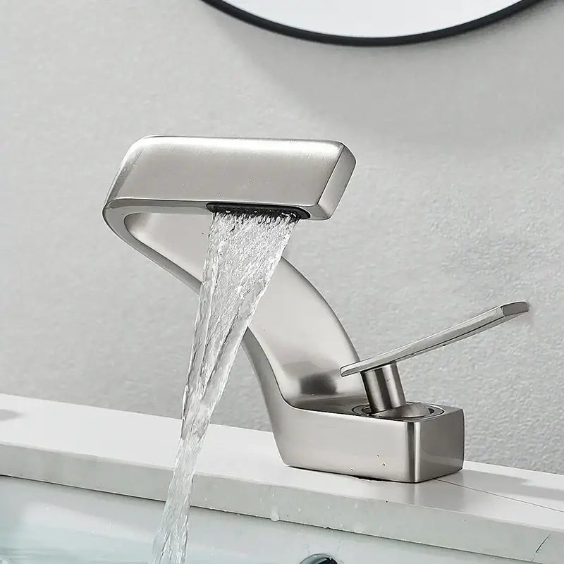 Modern matte black waterfall basin faucet bathroom mixer