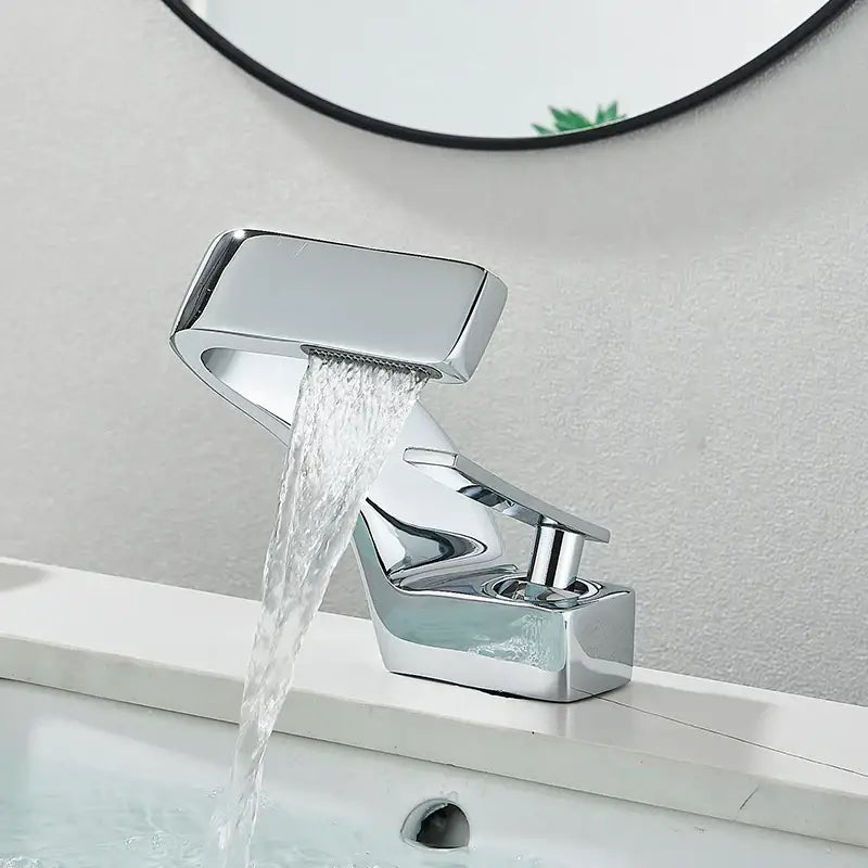Modern matte black waterfall basin faucet bathroom mixer