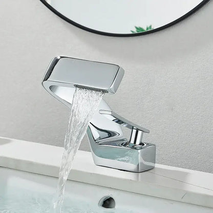 Modern matte black waterfall basin faucet bathroom mixer