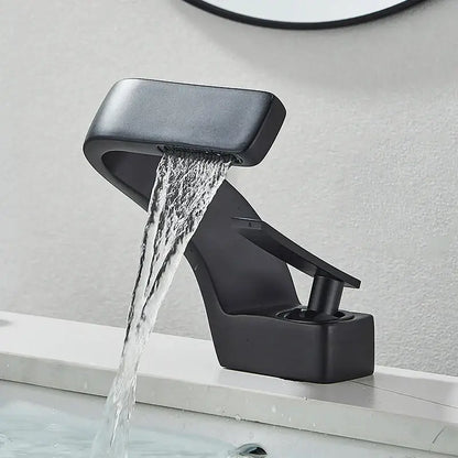 Modern matte black waterfall basin faucet bathroom mixer