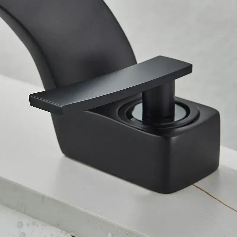 Modern matte black waterfall basin faucet bathroom mixer