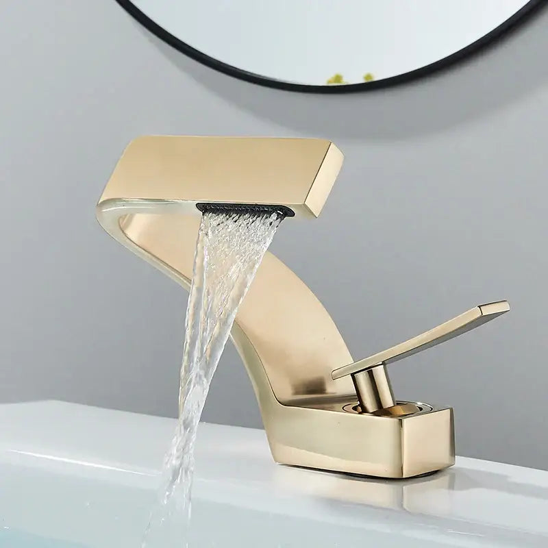 Modern matte black waterfall basin faucet bathroom mixer