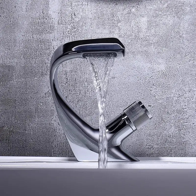 Modern matte black waterfall basin faucet bathroom sink tap