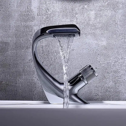 Modern matte black waterfall basin faucet bathroom sink tap