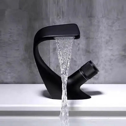 Modern matte black waterfall basin faucet bathroom sink tap