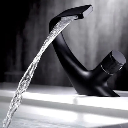 Modern matte black waterfall basin faucet bathroom sink tap